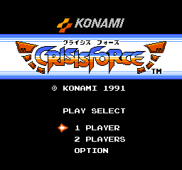 Crisis Force title screen for Famicom